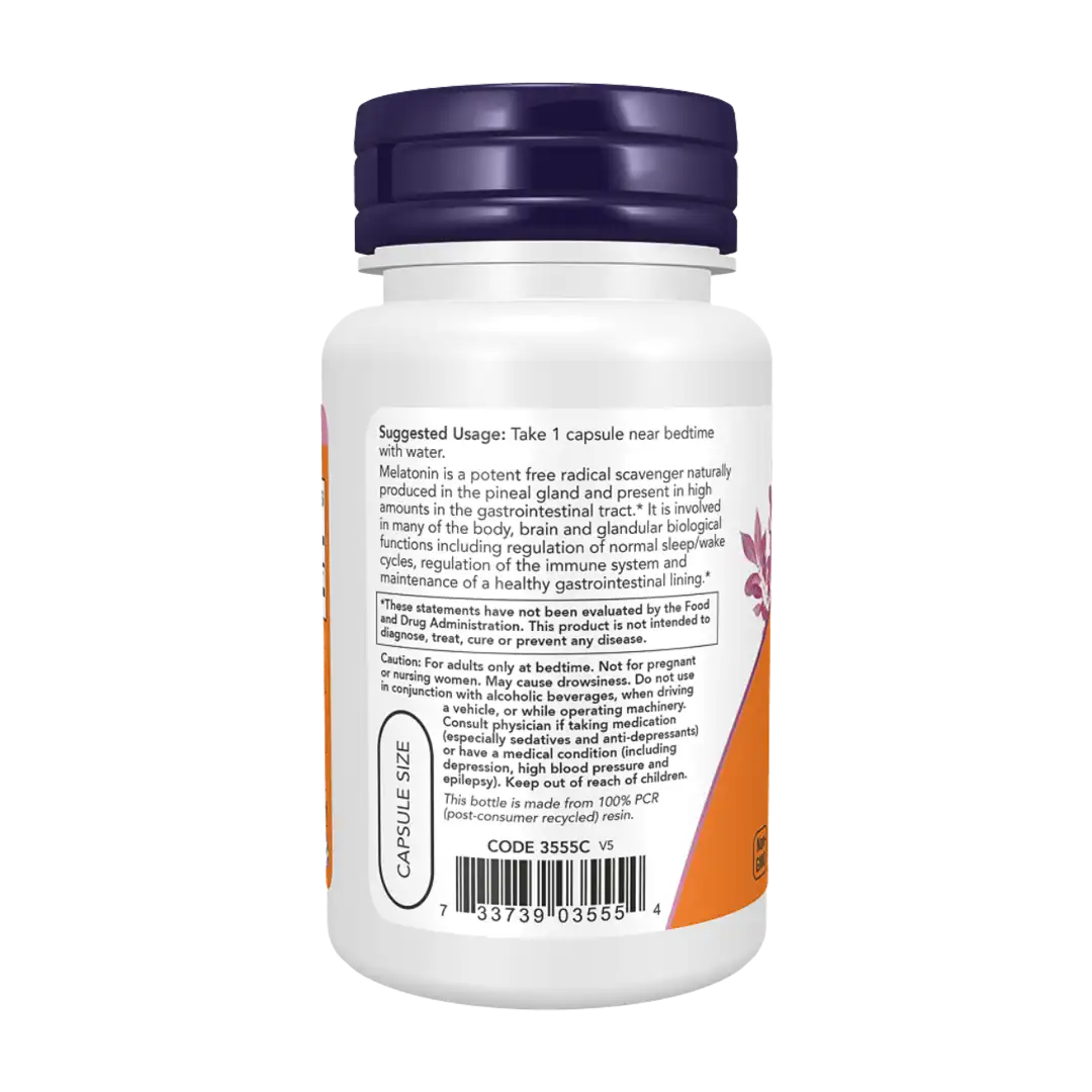 NOW Foods Melatonin 5mg Vegi Capsules, 60's