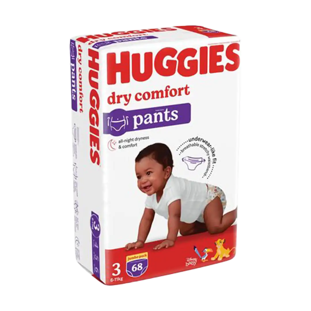 Huggies Dry Comfort Pants Size 3 Nappies, 68's