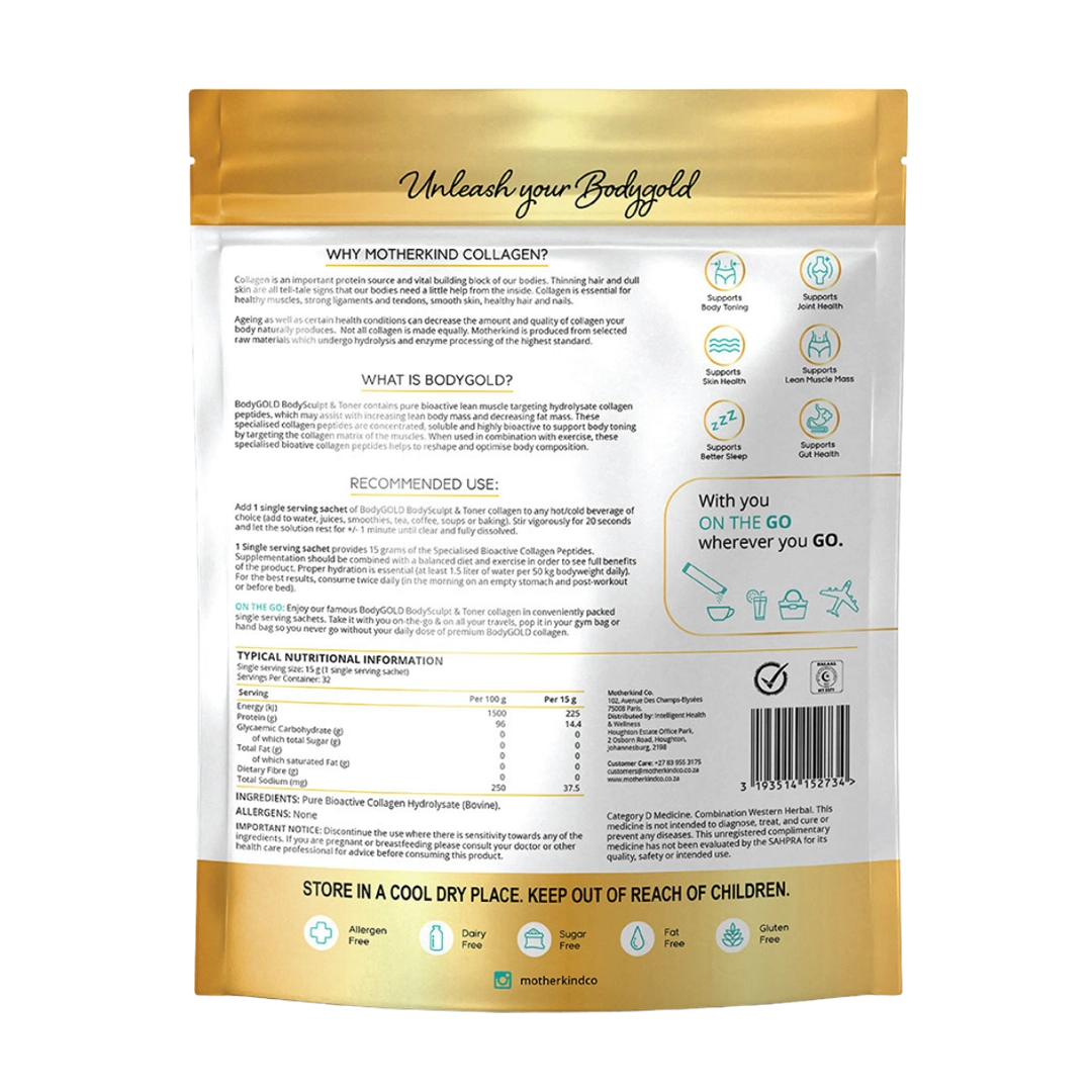 Motherkind BodyGold Single Serving Sachets, 32 x 15g