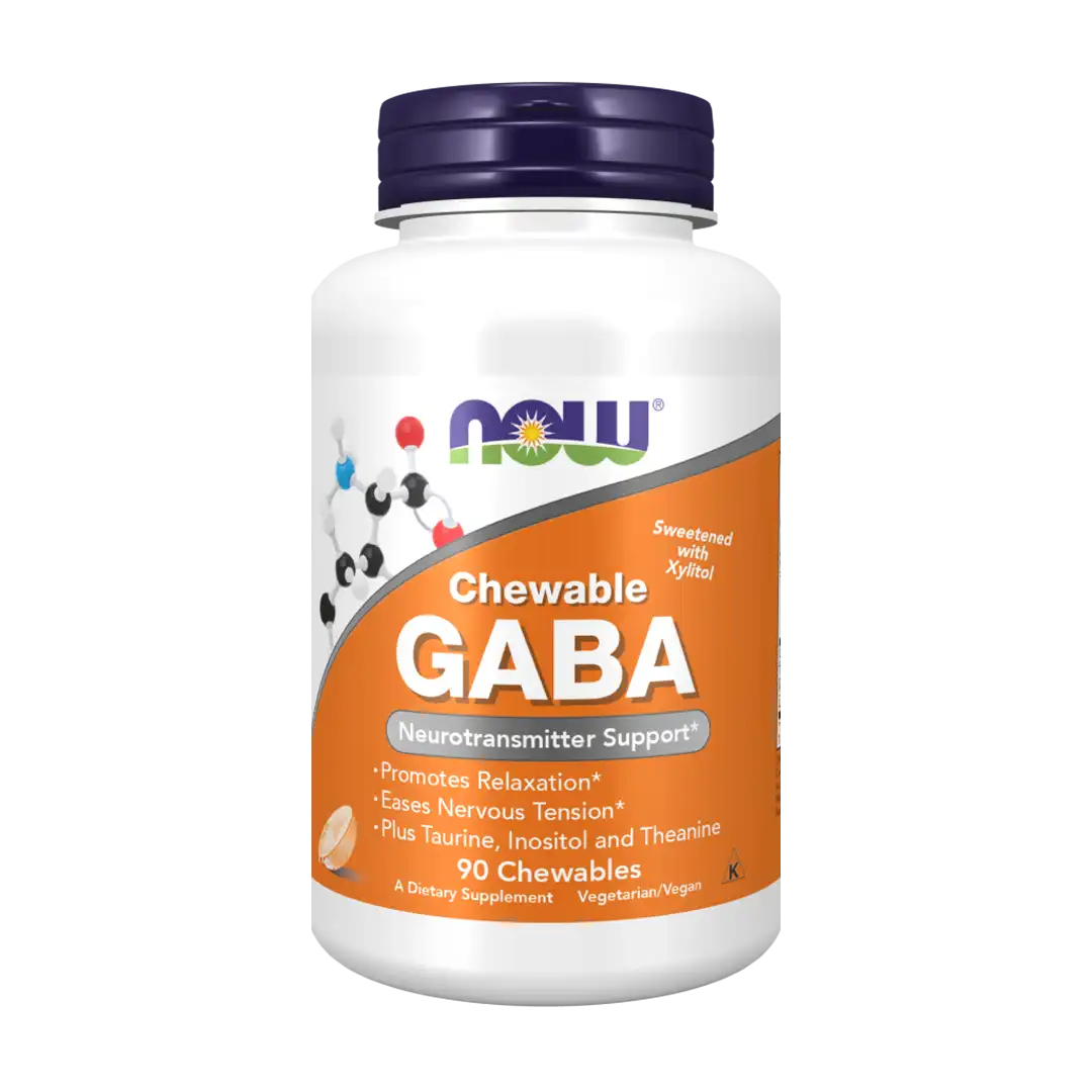 NOW Foods GABA Orange Flavor Chewable Tablets, 90's