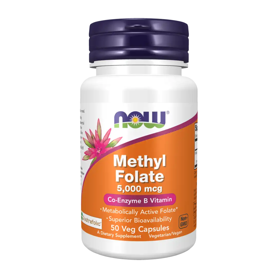 NOW Foods Methyl Folate 5000 mcg Veg Capsules, 50's