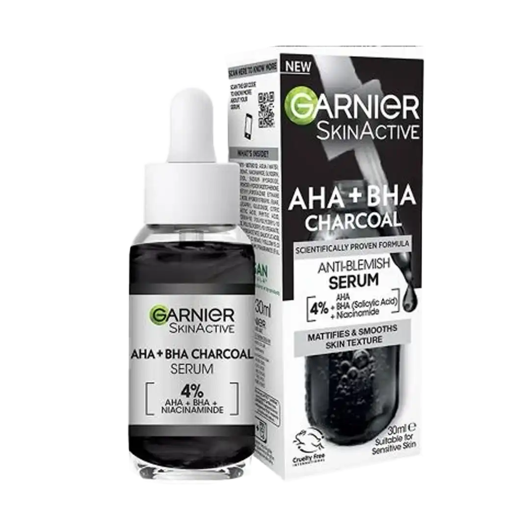 Garnier Pure Active Aha Bha Charcoal Serum, 30ml