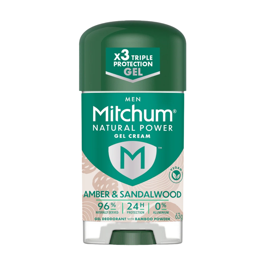 Mitchum Men Natural Power Gel Cream Amber & Sandalwood, 63g