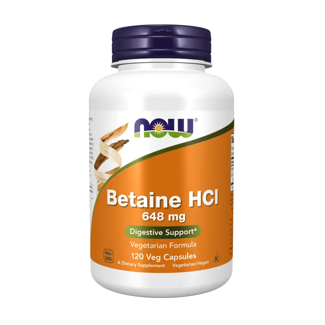 NOW Foods Betaine HCl 648mg Veg Capsules, 120's