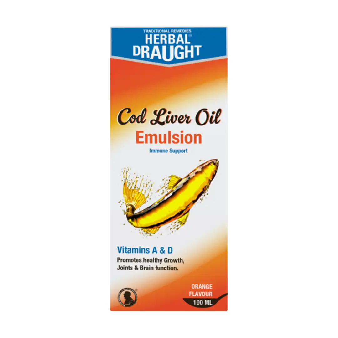 Herbal Draught Orange Flavour Cod Liver Oil Emulsion, 100ml