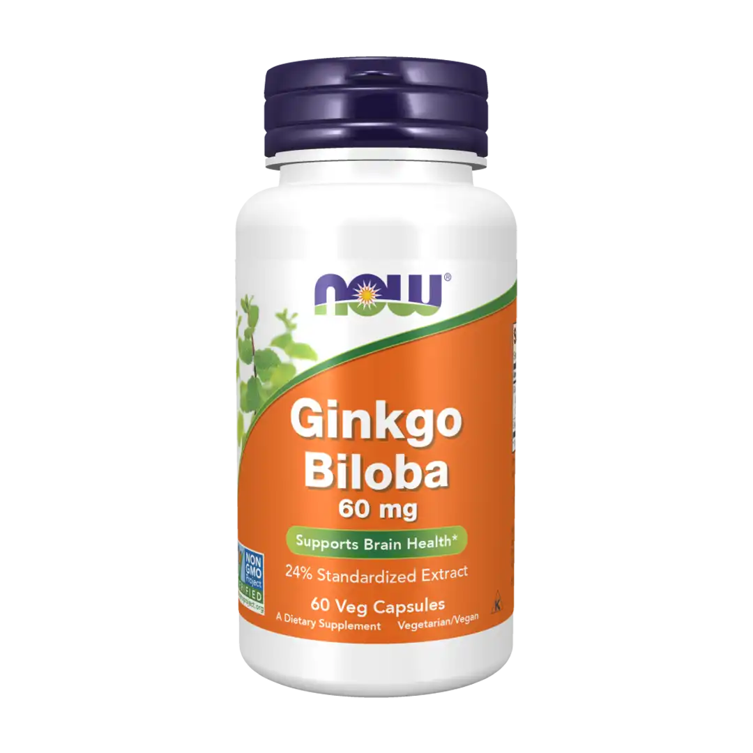 NOW Foods Ginkgo Biloba 60mg Veg Capsules, 60's