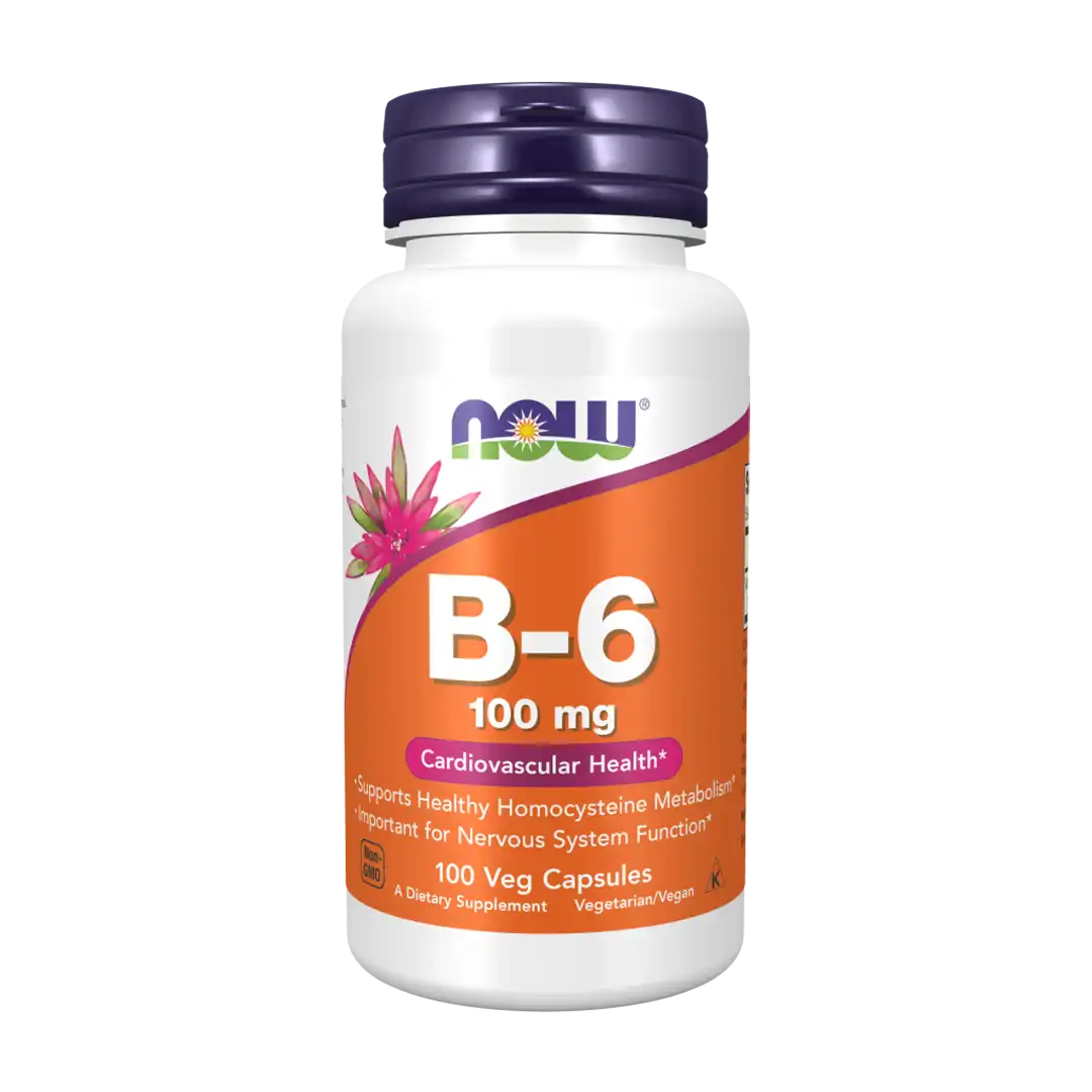 NOW Foods Vitamin B-6 100mg Veg Capsules, 100's