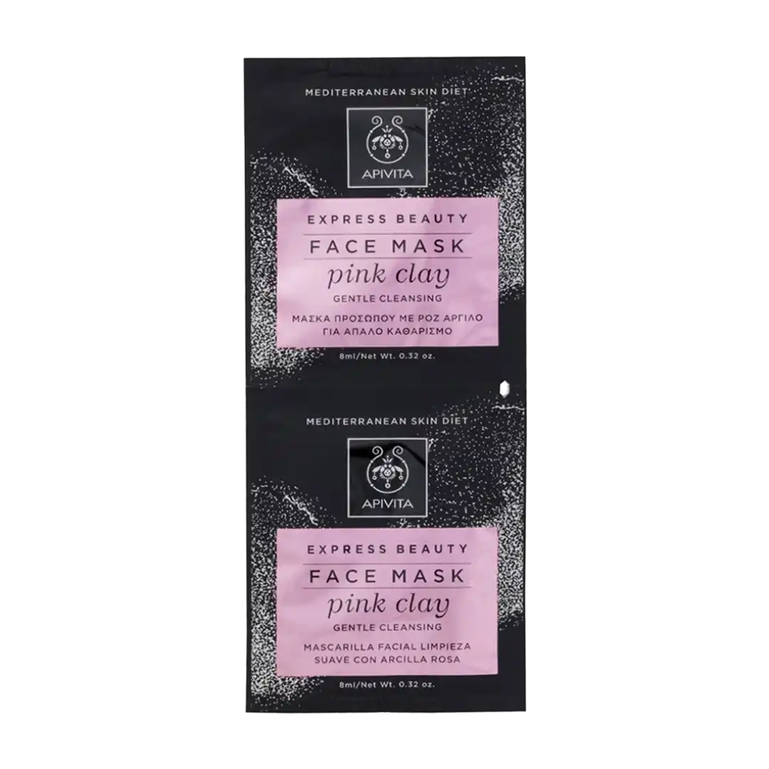 APIVITA Express Beauty Cleansing Face Mask Gentle Pink Clay, 2x8ml