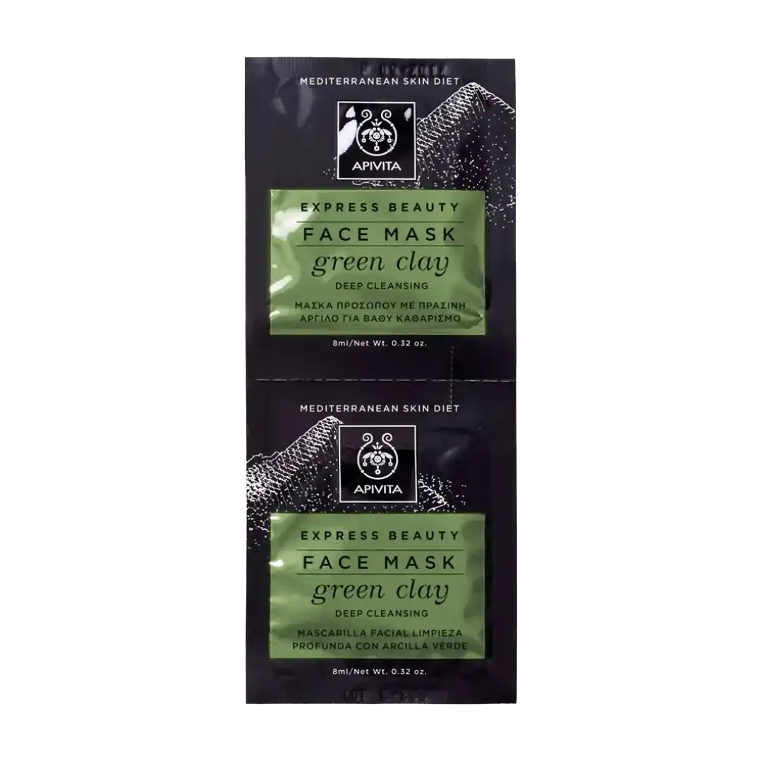 APIVITA Express Beauty Deep Clean Face Mask with Green Clay, 2x8ml