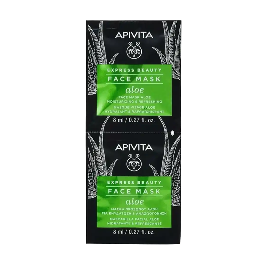 APIVITA Express Beauty Moisturising & Refreshing Face Mask with Aloe, 2x8ml
