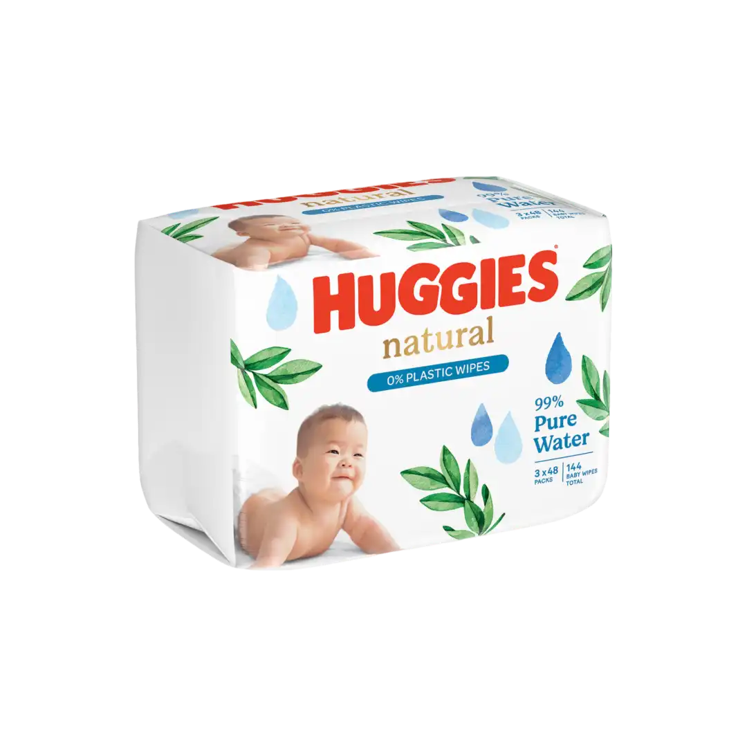 Huggies Natural Plastic Free Baby Wipes, 144's