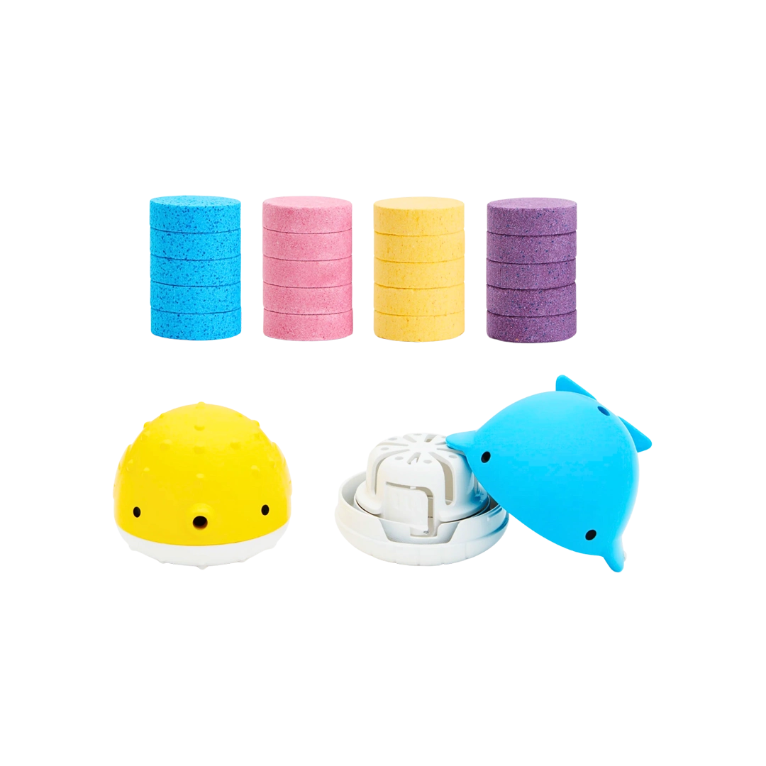 Munckin Colour Buddies Bath Bombs & 2 Toy Dispenser Set