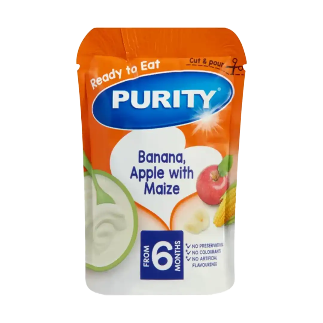 Purity 6 Months Pouch Banana, Apple with Maize 100g