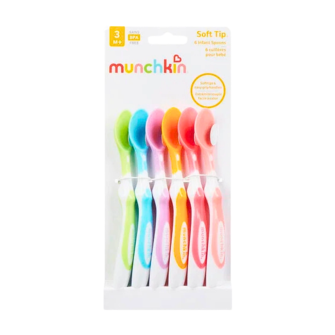 Munchkin Soft-Tip Infant Spoons Assorted Colours, 6-Pack