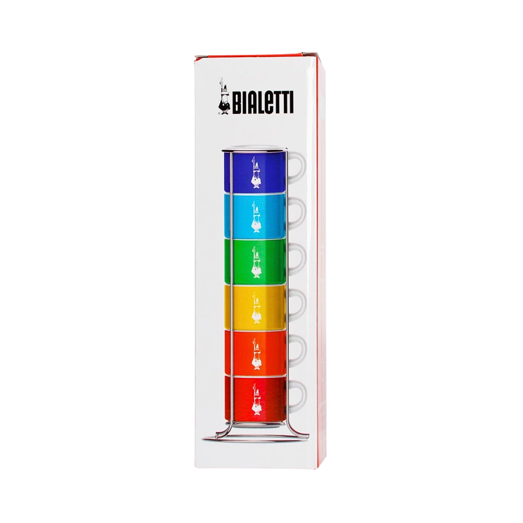 Bialetti Color Set of 4 Espresso Cups with Stand Multicolor