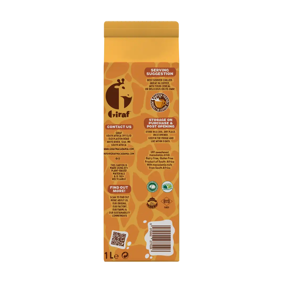 Giraf Macadamia Milk 1L, Vanilla