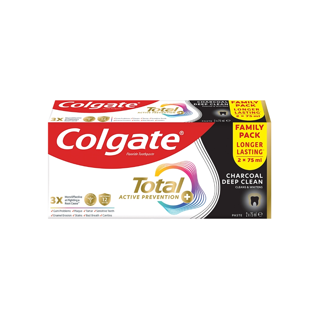 Colgate Total Active Prevention Charcoal 2 x 75ml Value Pack