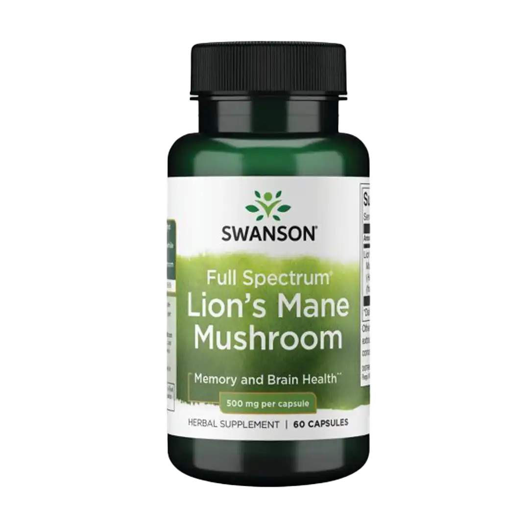 Swanson Full Spectrum Lion's Mane Mushroom 500mg Capsules, 60's