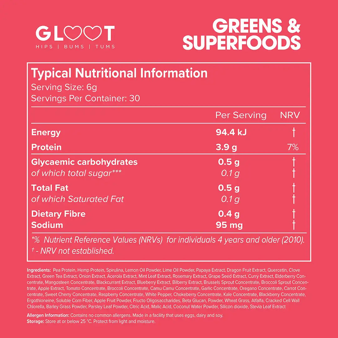 Gloot Greens & Superfoods Lemon & Lime, 180g