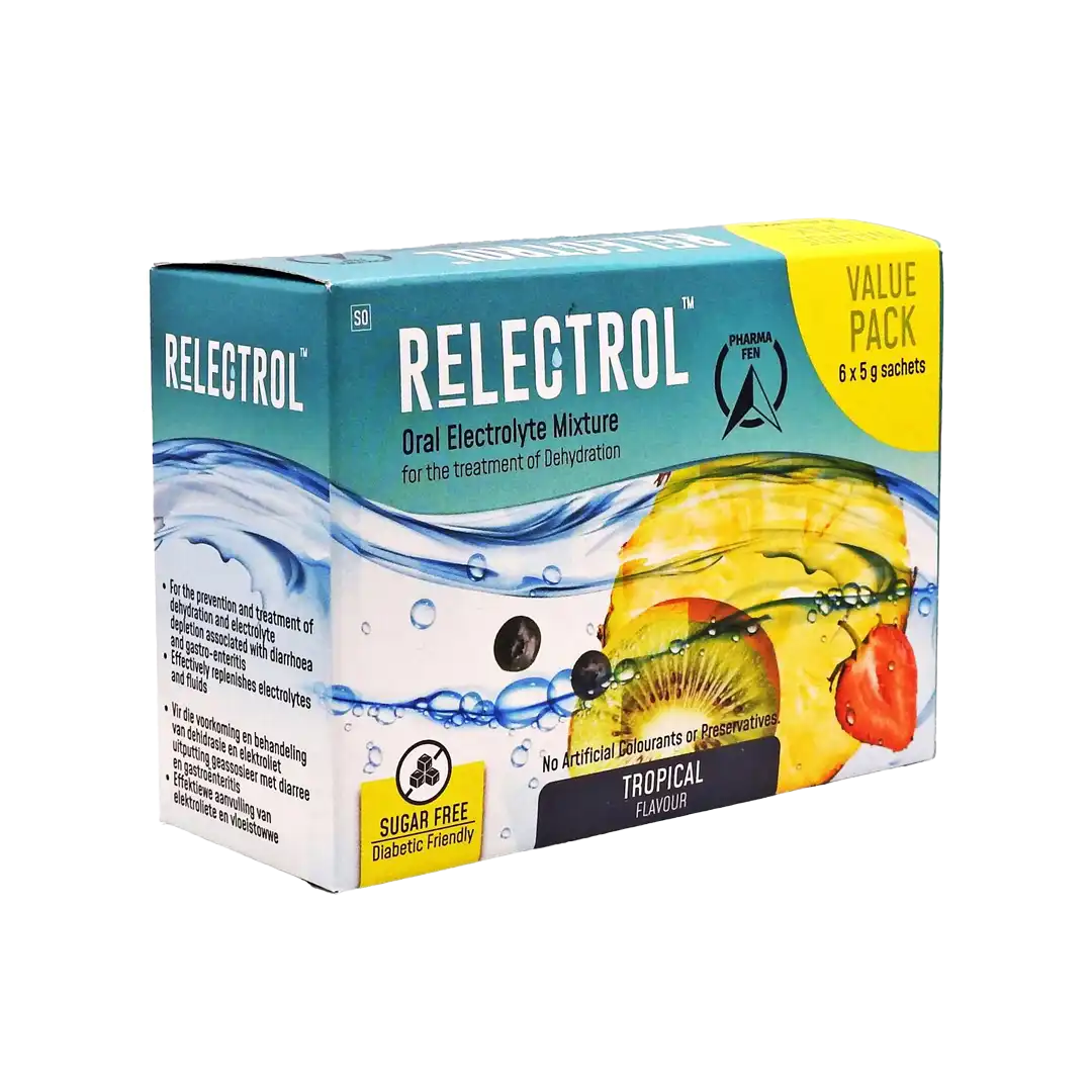 Relectrol Oral Electrolyte Mixture Sugar Free Tropical Sachet, 5g x 6's