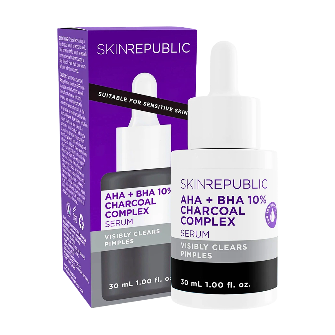 Skin Republic AHA + BHA 10% Charcoal Complex Serum, 30ml