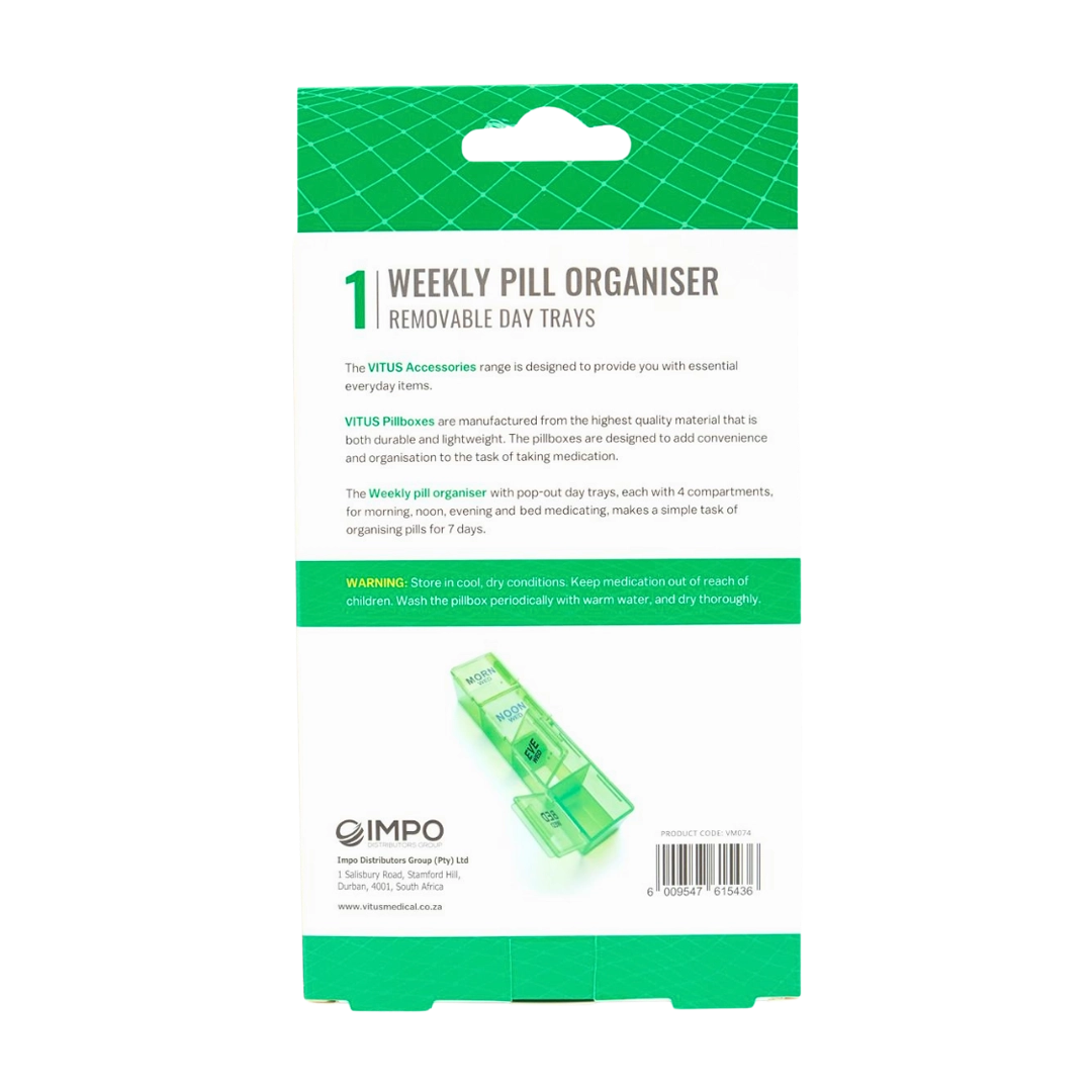 Vitus Weekly Pill Organiser, 4 Compartments Per Day