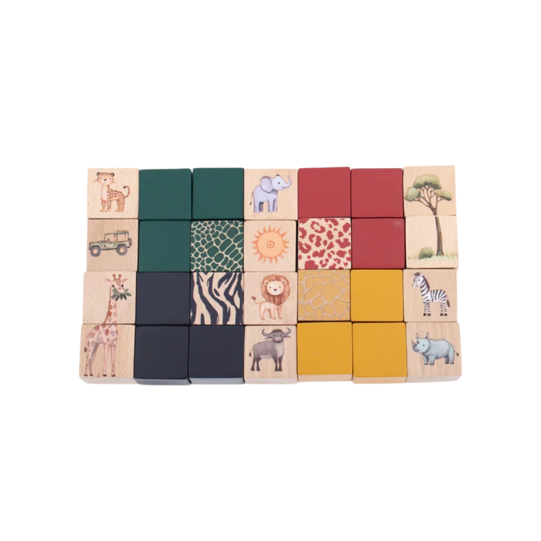 Grow Baby Wooden Building Blocks Set, On Safari
