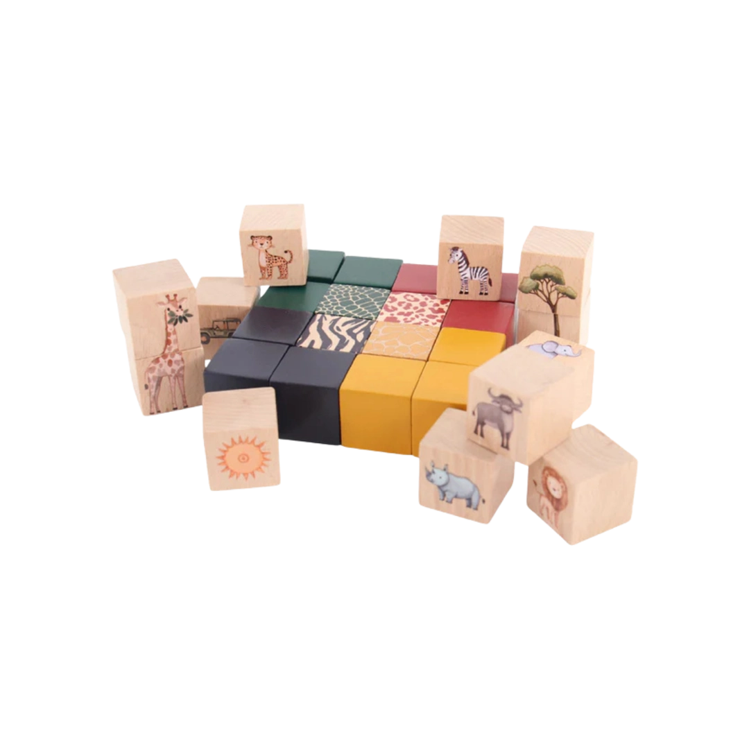 Grow Baby Wooden Building Blocks Set, On Safari