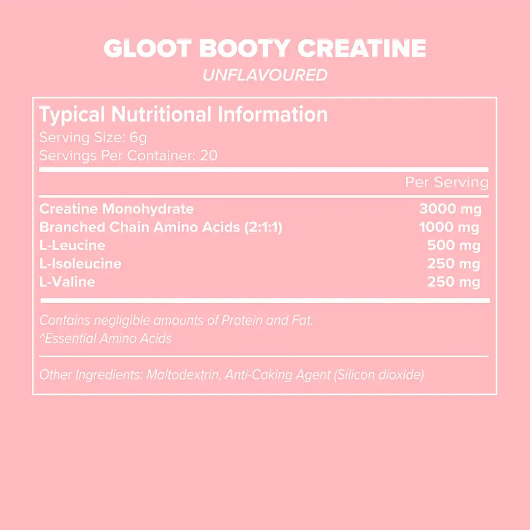 Gloot Booty Gain Creatine Unflavoured, 100g