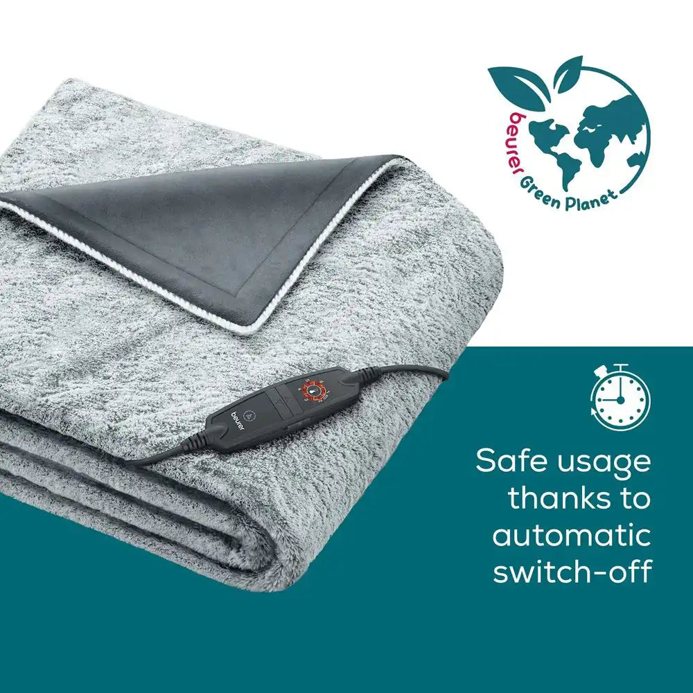Beurer Electric Blanket HD 75 GP NORDIC GREY Eco Heated Throw for Sofa, Bed