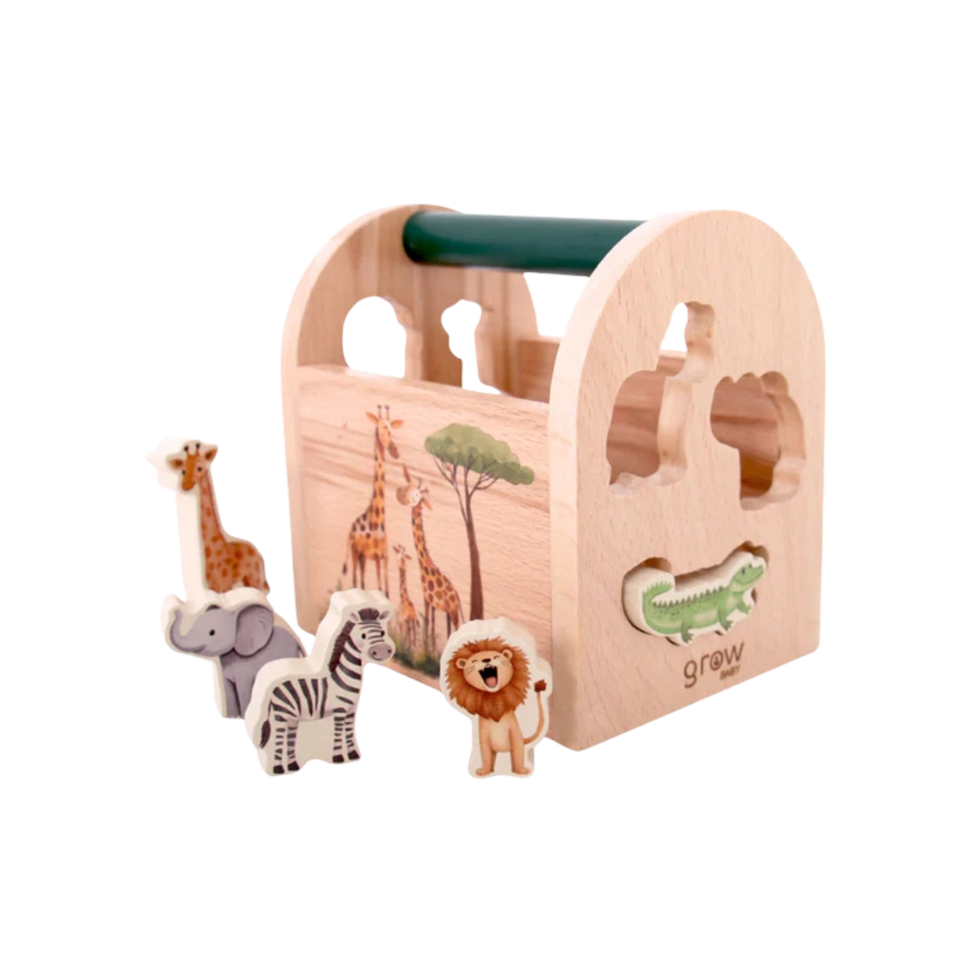 Grow Baby Wooden Shape Sorter On Safari