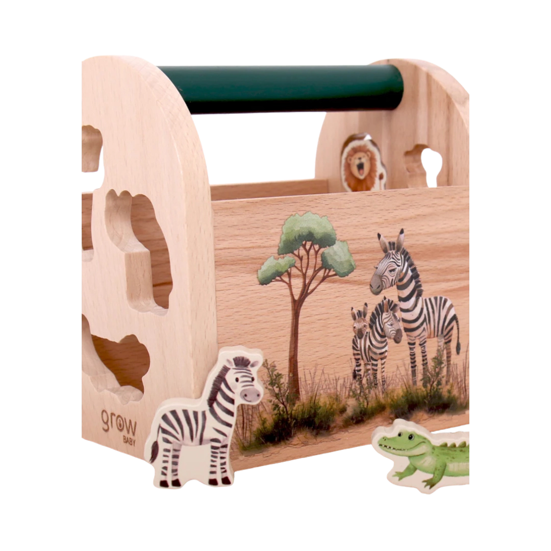 Grow Baby Wooden Shape Sorter On Safari