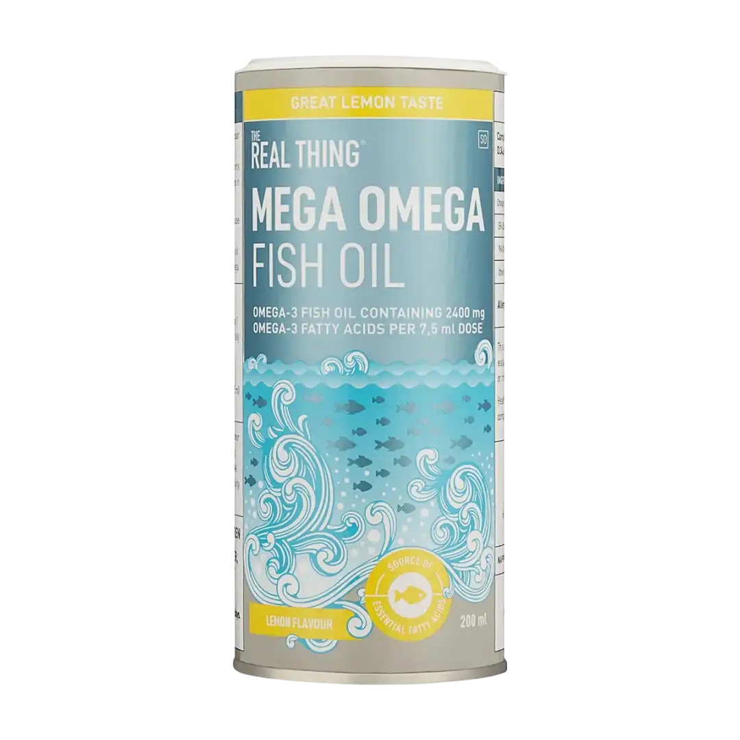 The Real Thing Mega Omega Fish Oil Liquid Lemon, 200ml