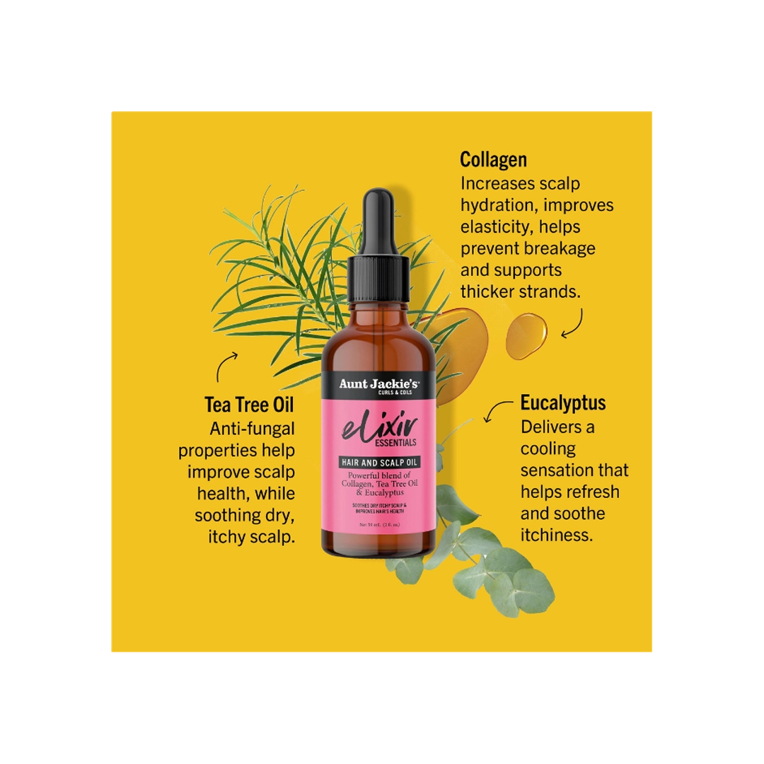 Aunt Jackie's Collagen, Tea Tree Oil & Eucalyptus Elixir Hair & Scalp Oil, 59ml