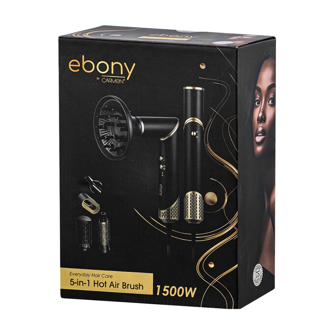 Carmen Ebony 5-in-1 Hot Air Brush Black Gold