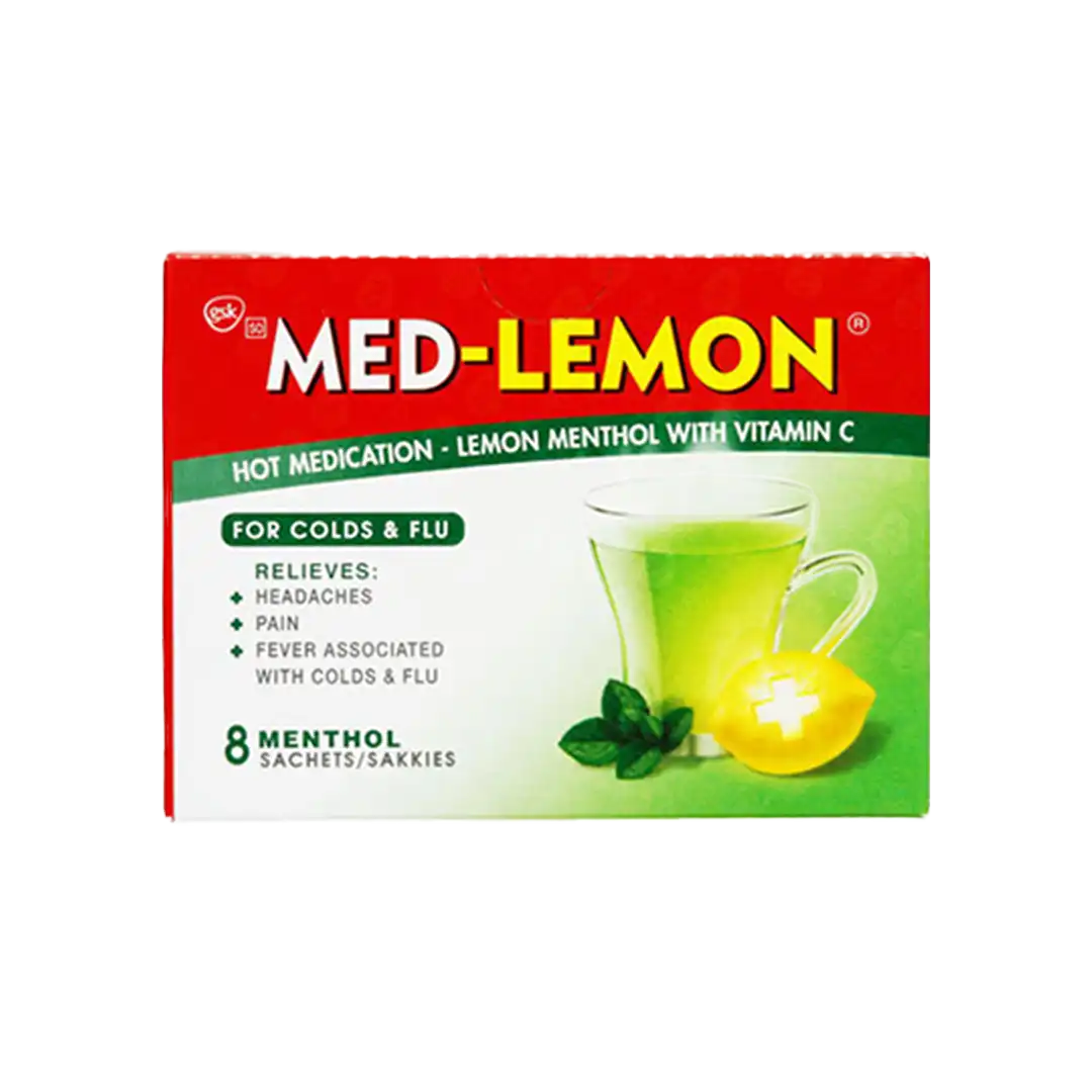 Med Lemon Sachets Lemon Menthol with Vitamin C, 8's
