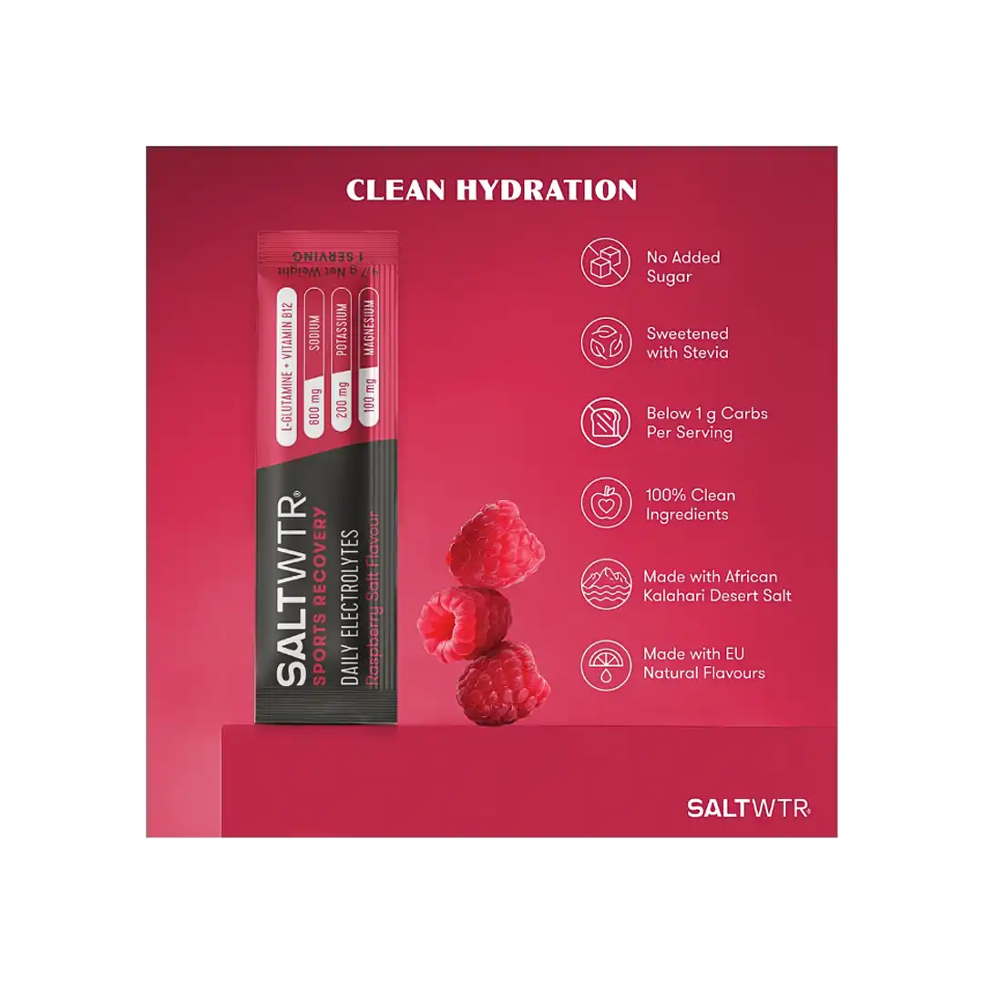 SaltWTR Daily Electrolytes Raspberry Salt Sports Recovery, 8's