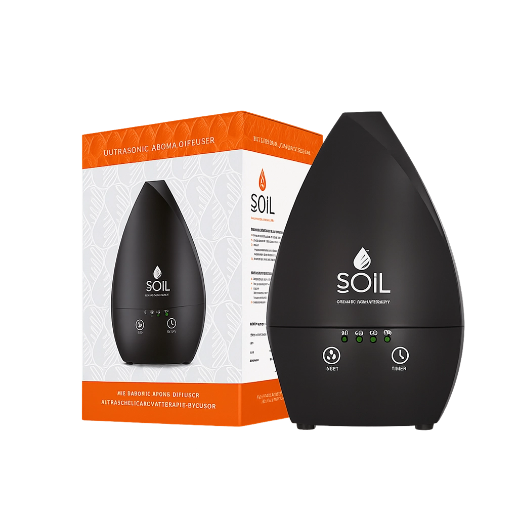 Soil Organic Ultrasonic Aroma Diffuser Black