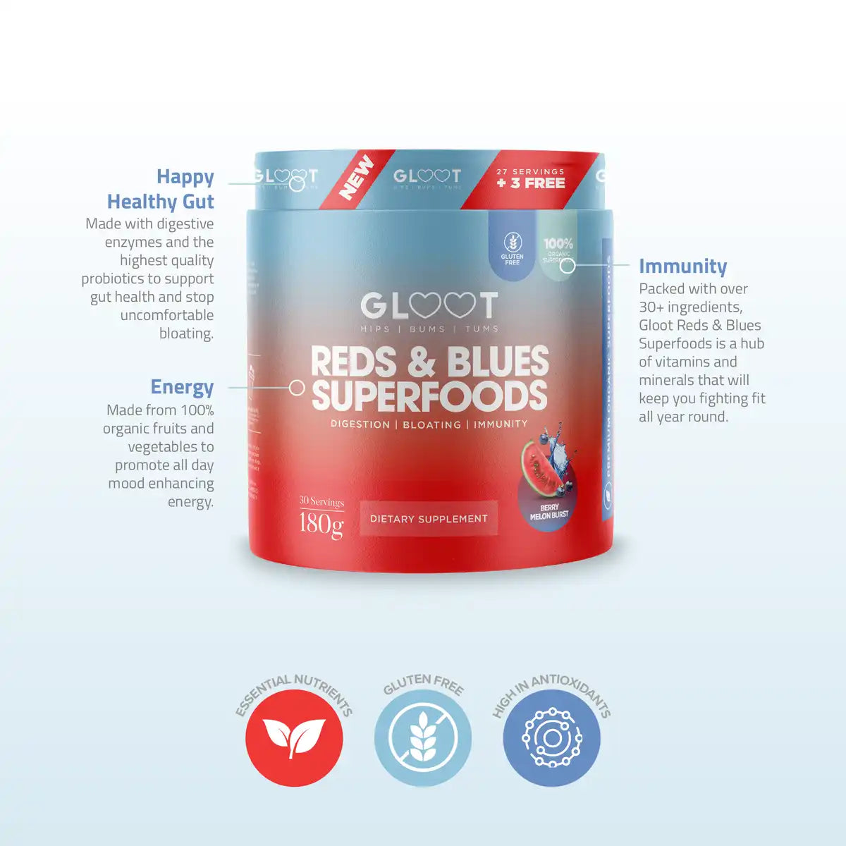 Gloot Reds & Blues Superfoods, 180g