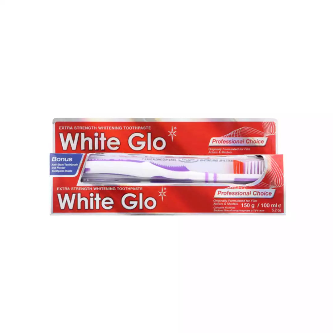White Glo Toothpaste Professional Free Toothbrush Pack, 125ml
