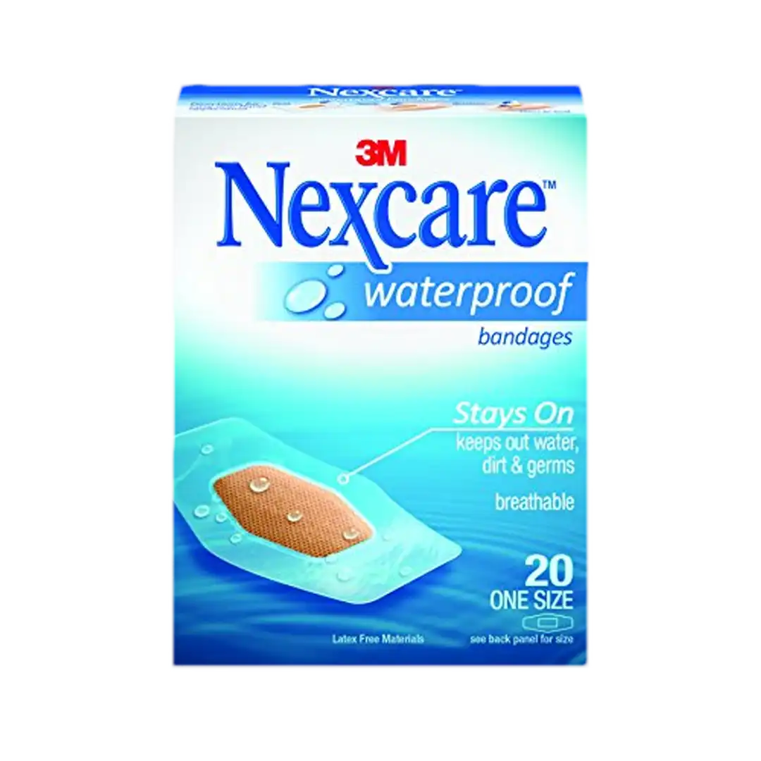 Nexcare 3M Waterproof Bandages 6.3cm x 3.2cm, 20's