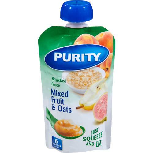 Mopani Pharmacy Baby Purity Pouches Breakfast Medley of Mixed Fruit & Oats, 110ml 6009516203015 186379