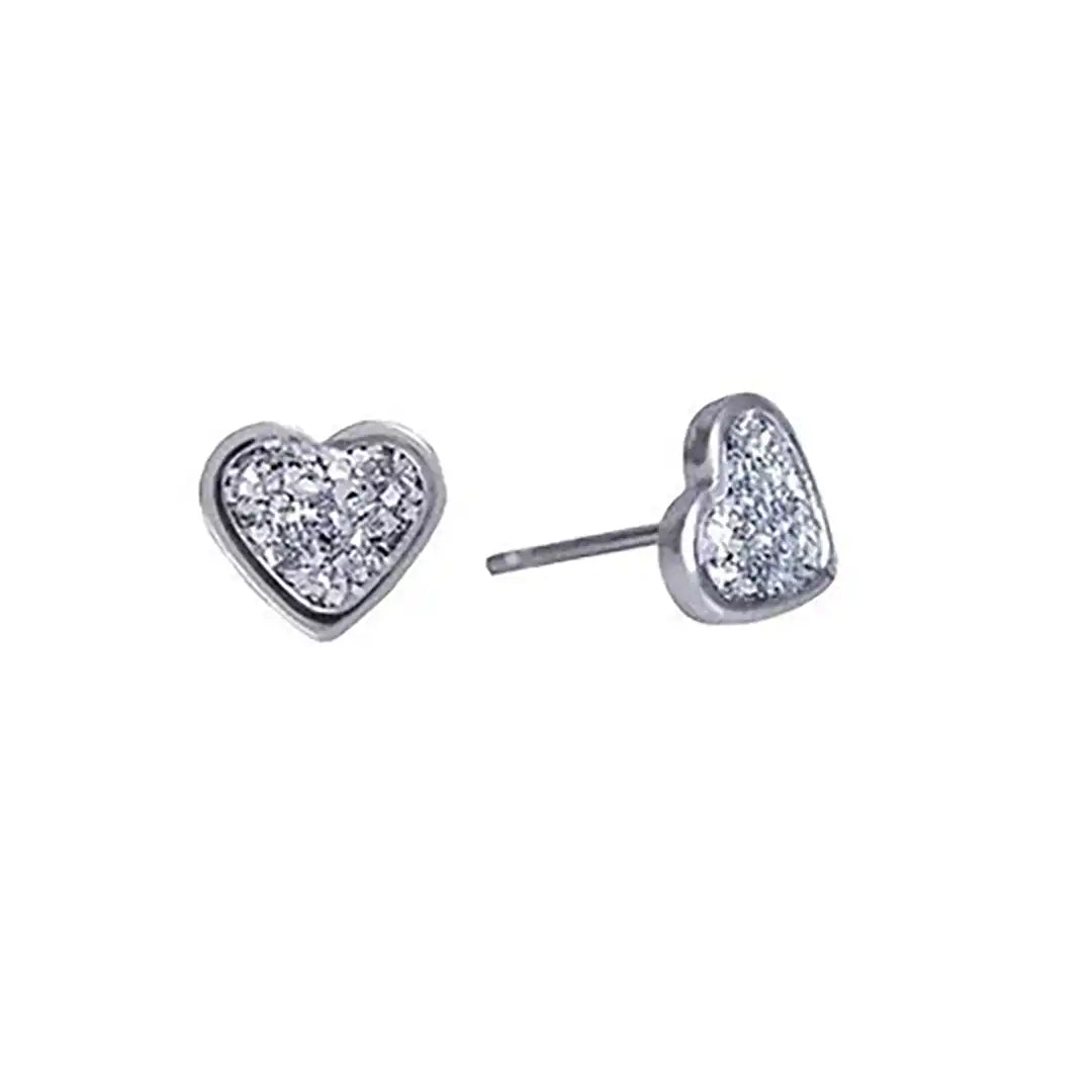 Studex Tiny Tips Clear Glitter Heart Sterling Silver, 6mm