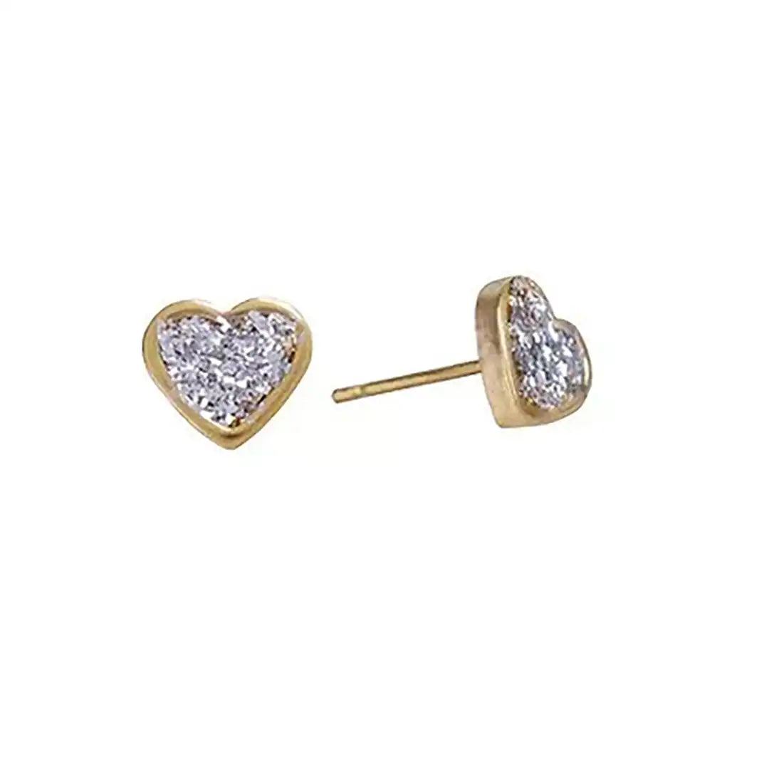 Studex Clear Glitter Heart Gold Plated, 6mm