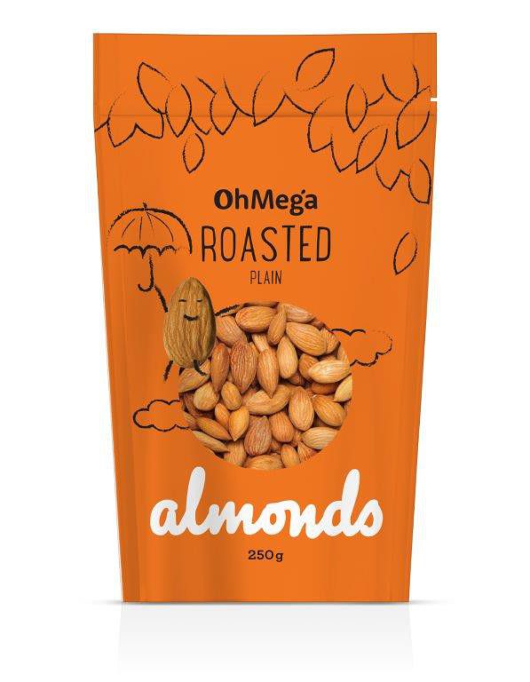OhMega Roasted Almond Nuts, 250g