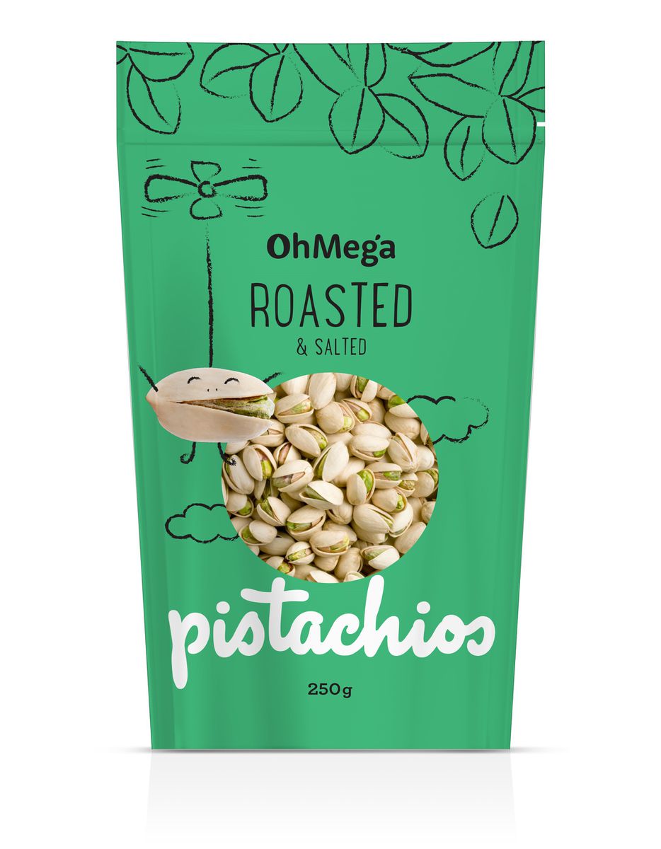 OhMega Roasted Pistachio Nuts, 250g