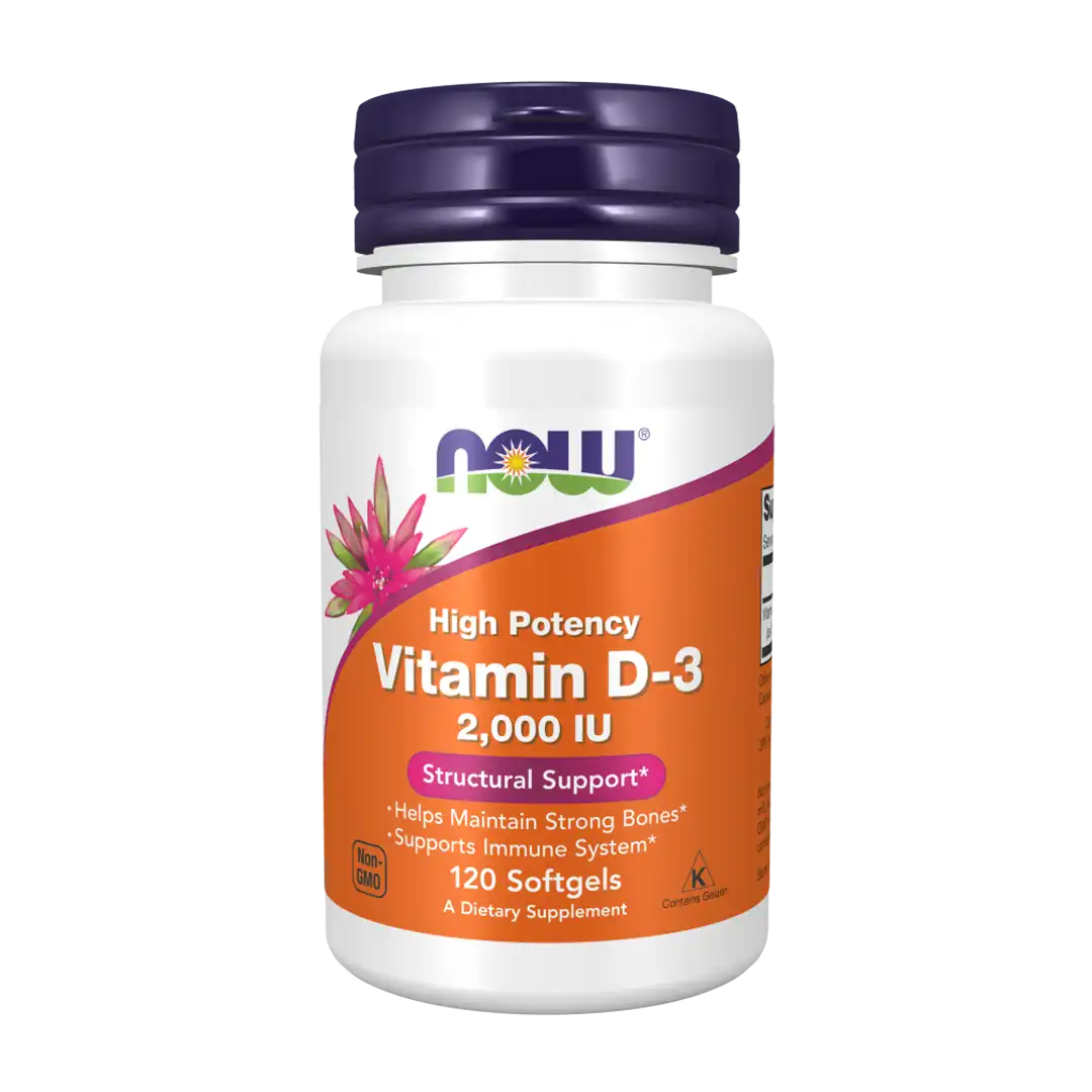 NOW Foods Vitamin D-3 2000 IU Softgels, 120's