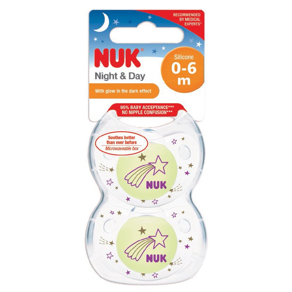 Nuk Night & Day Silicone Soother Girl, 0-6m