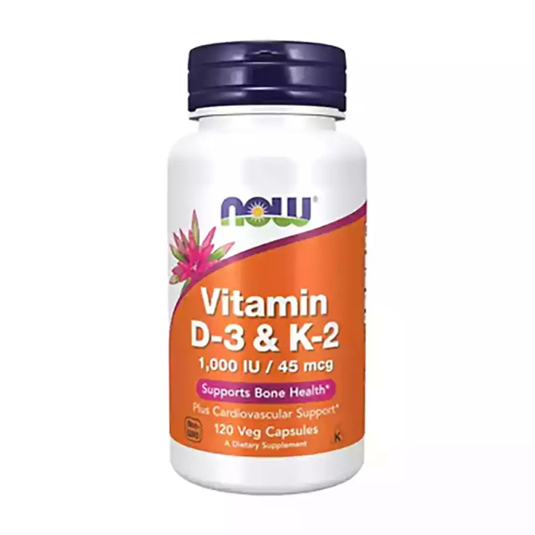NOW Foods Vitamin D3 & K2 Vegetarian Capsules, 120's