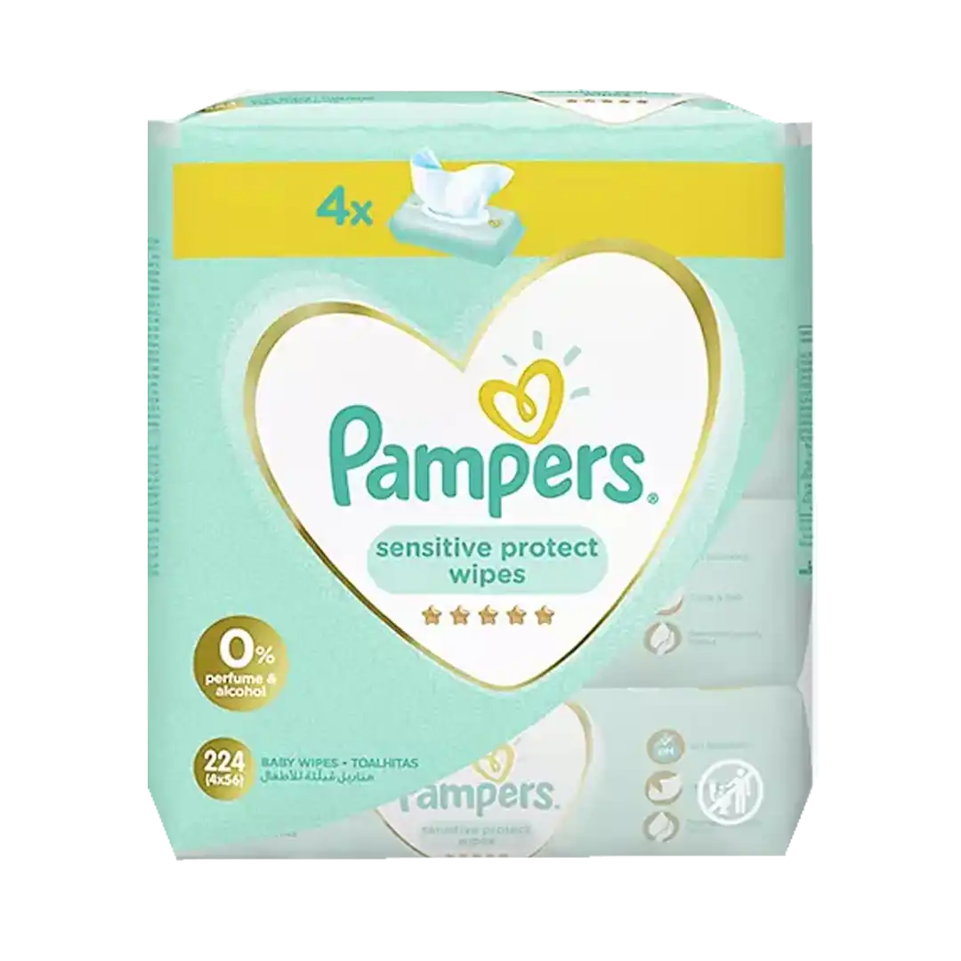 Pampers Baby Wipes Sensitive, 4x56's